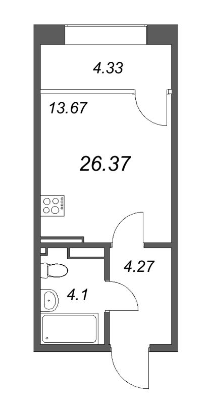 Студия 27,1 м²