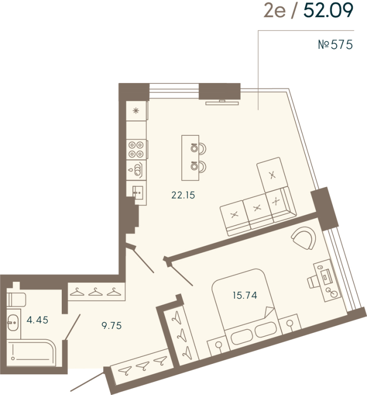 2 ккв (Евро) 52,1 м²