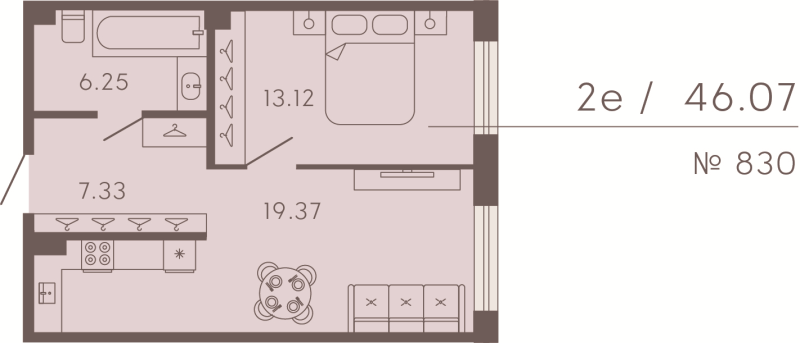 2 ккв (Евро) 46,1 м²