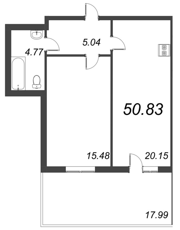 2 ккв (Евро) 50,8 м²