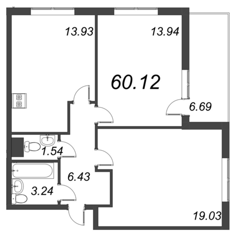 2 ккв 60,1 м²