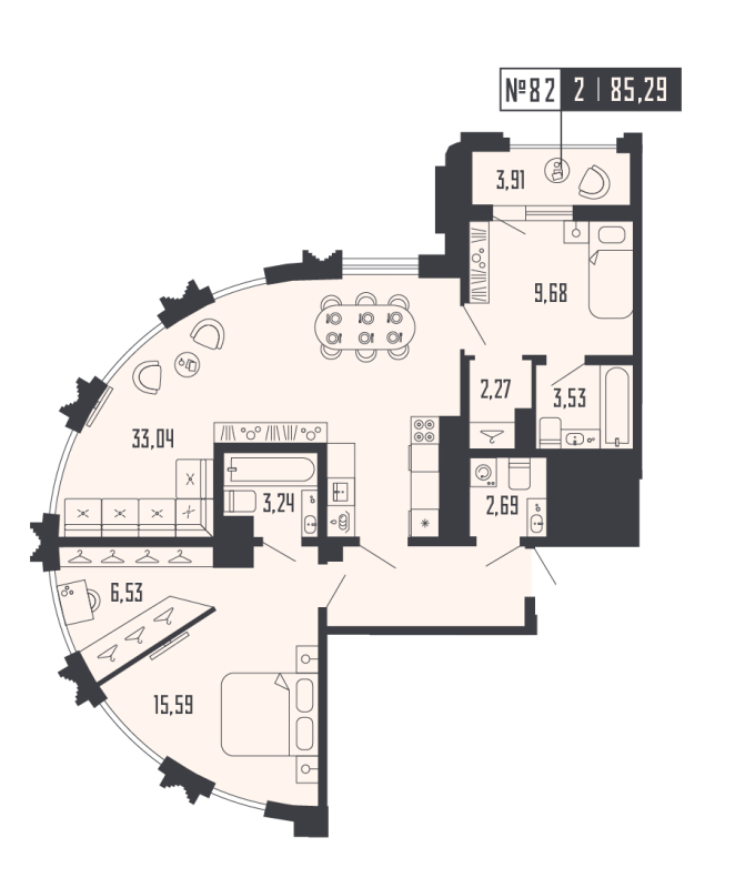3 ккв (Евро) 85,3 м²
