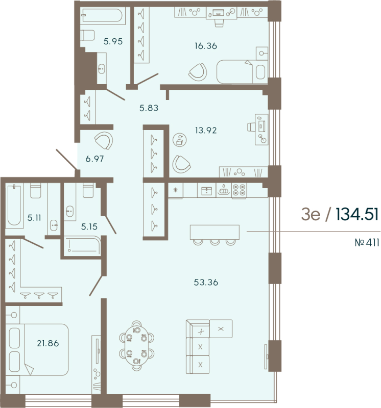 4 ккв (Евро) 134,5 м²