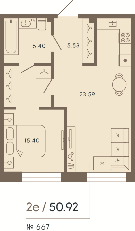 2 ккв (Евро) 50,9 м²