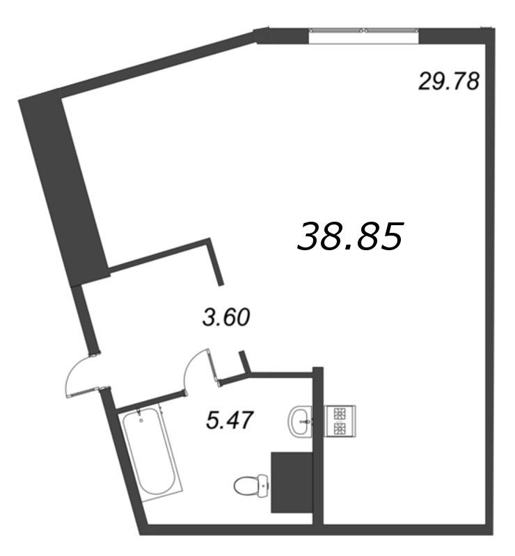 Студия 38,9 м²