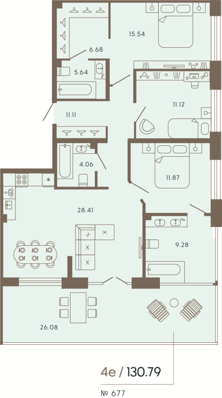 4 ккв (Евро) 130,8 м²