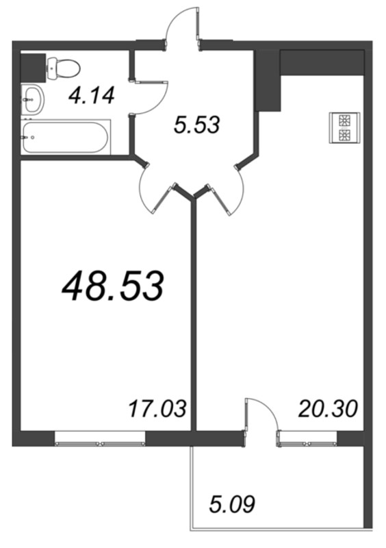 2 ккв (Евро) 48,5 м²