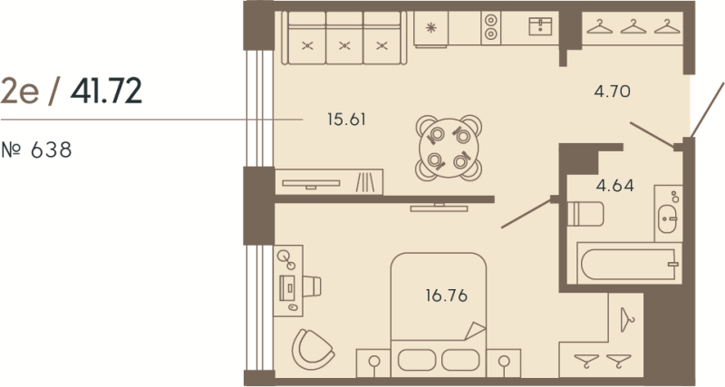 2 ккв (Евро) 41,7 м²