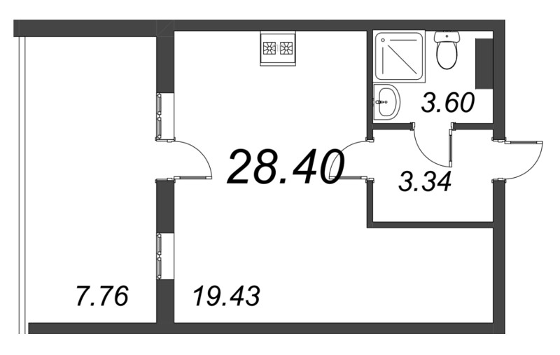 Студия 28,4 м²