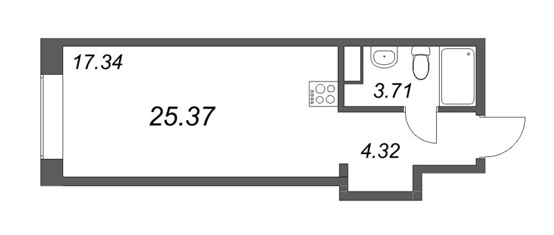 Студия 28,5 м²