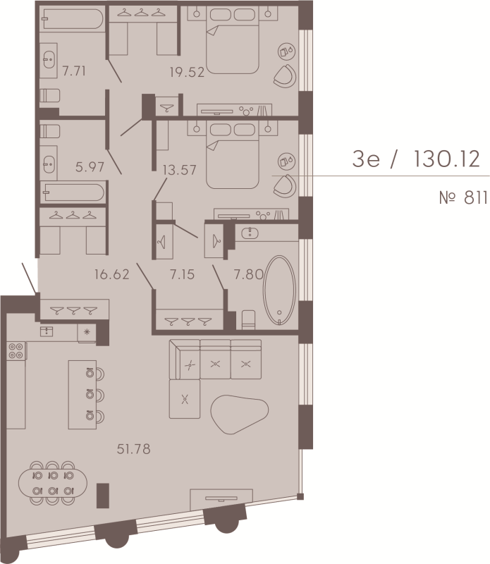 3 ккв (Евро) 130,1 м²