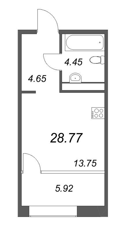 Студия 29,6 м²