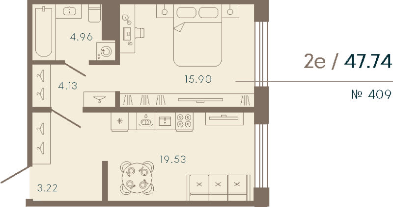 2 ккв (Евро) 47,7 м²