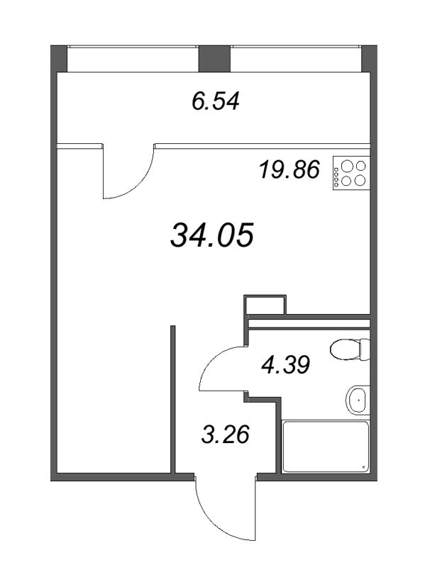 Студия 35,5 м²