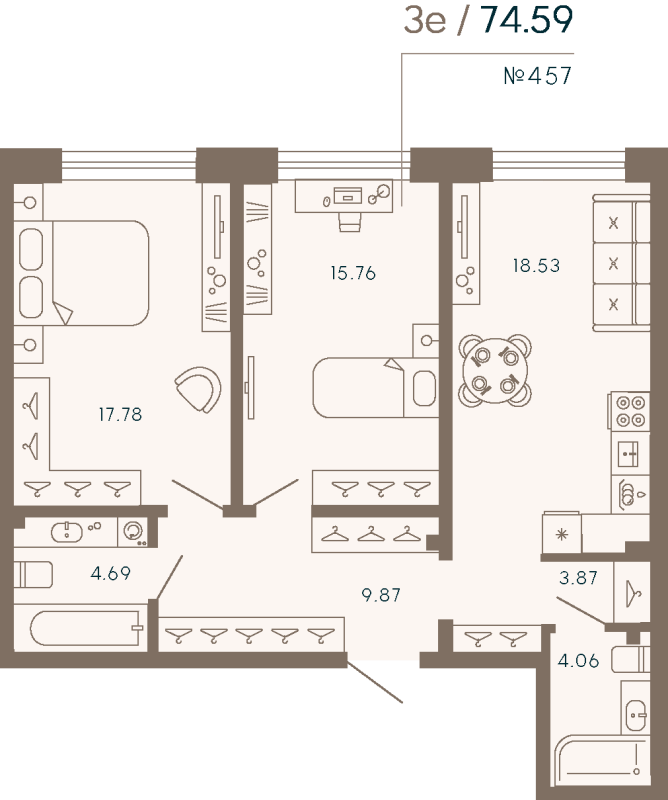 3 ккв (Евро) 74,6 м²