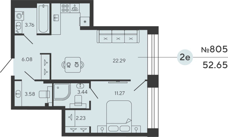 2 ккв (Евро) 51,7 м²