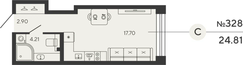 Студия 24,8 м²