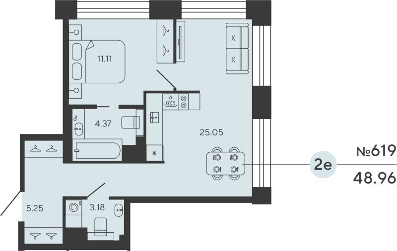 2 ккв (Евро) 49 м²