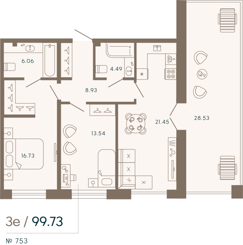 3 ккв (Евро) 99,7 м²