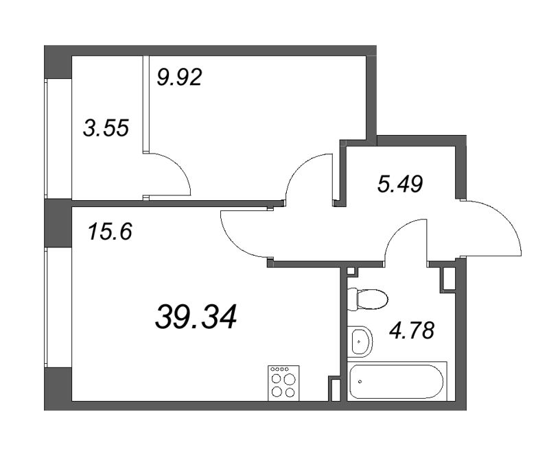 2 ккв (Евро) 40,3 м²