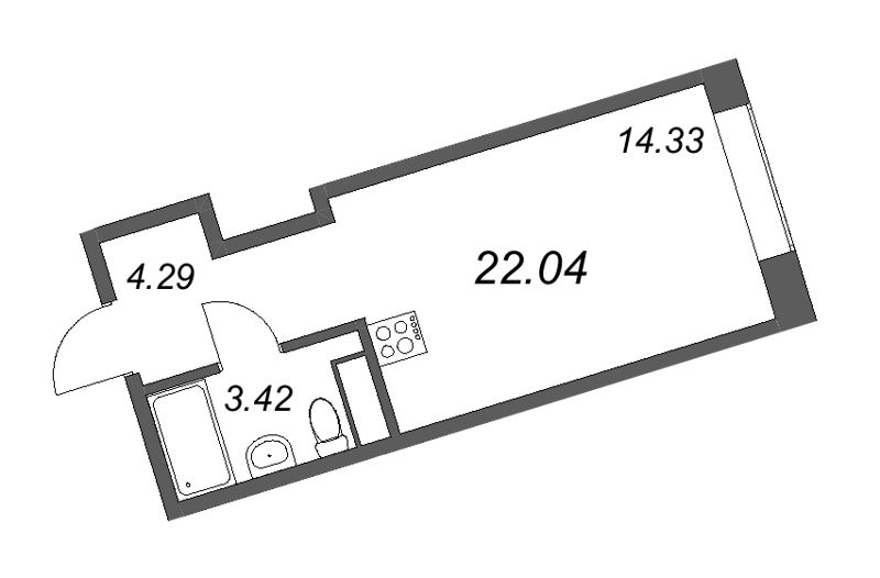 2 ккв (Евро) 22 м²