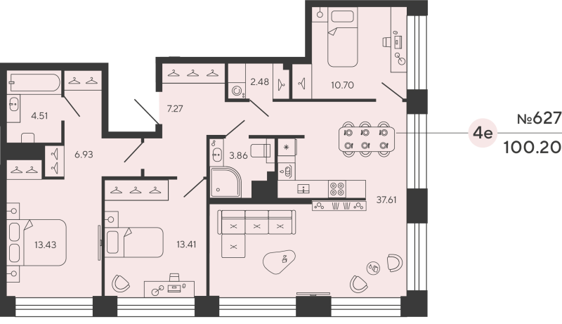 4 ккв (Евро) 100,2 м²