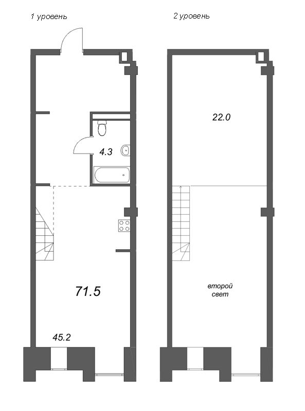 Студия 71,5 м²