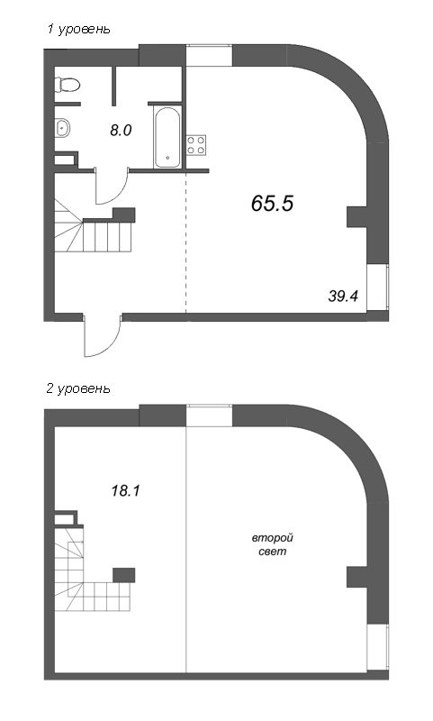 Студия 65,5 м²