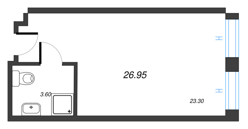 Студия 27 м²