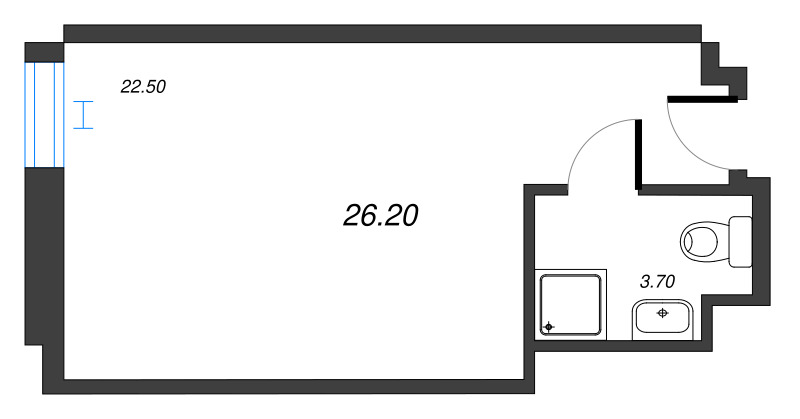 Студия 26,5 м²