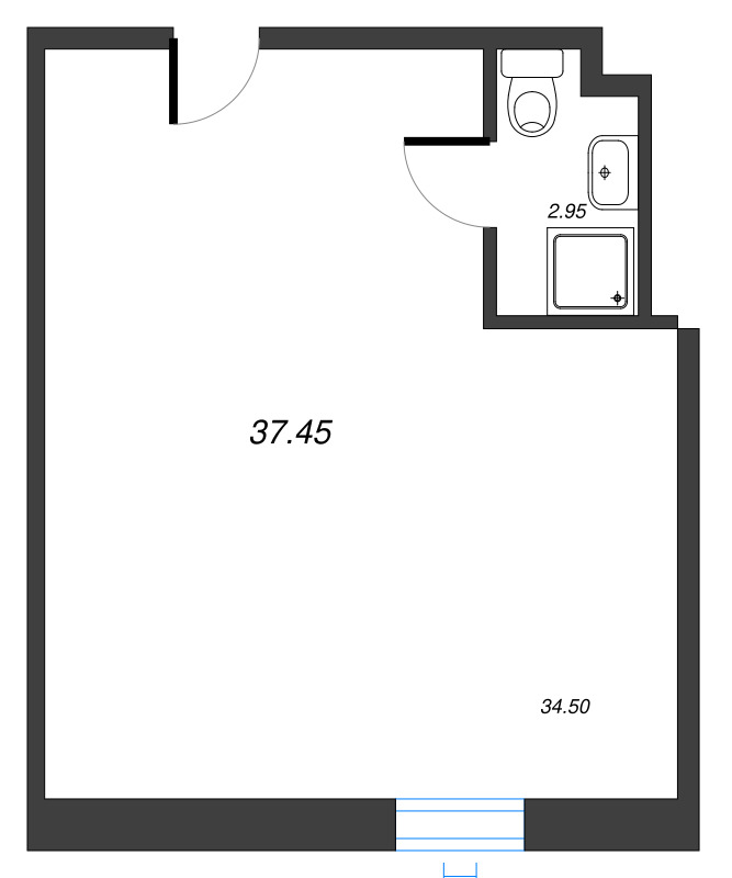 Студия 38,1 м²