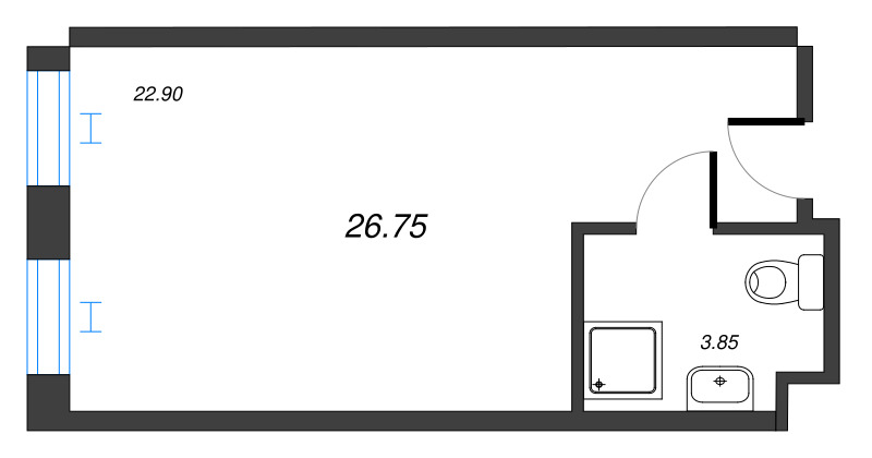 Студия 26,8 м²