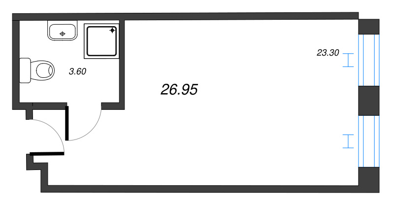 Студия 27 м²