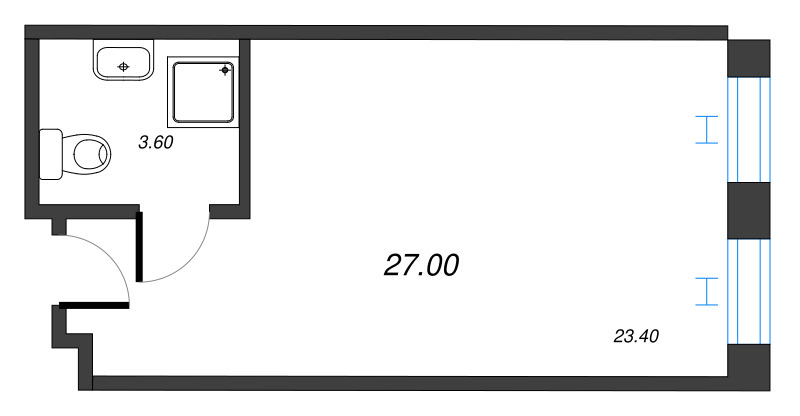 Студия 27 м²