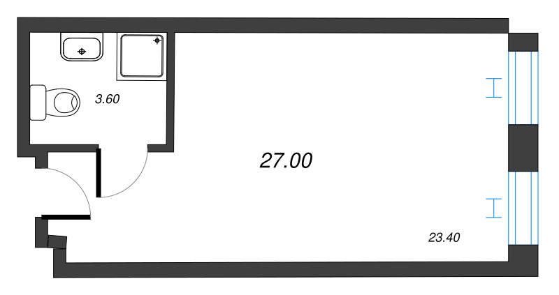 Студия 27,1 м²