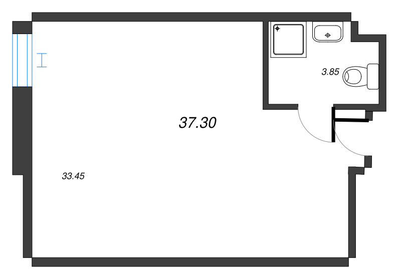 Студия 37,4 м²