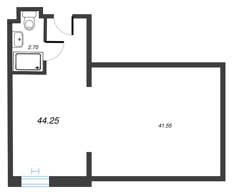 Студия 44,9 м²