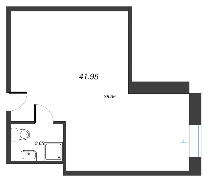 Студия 42,2 м²