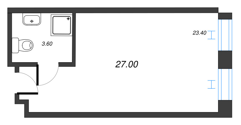 Студия 27,1 м²