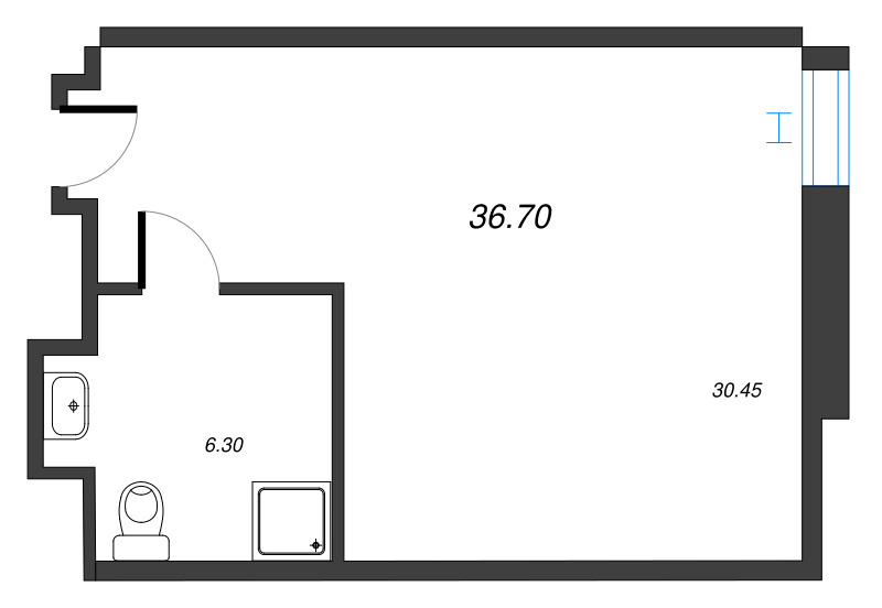 Студия 37 м²
