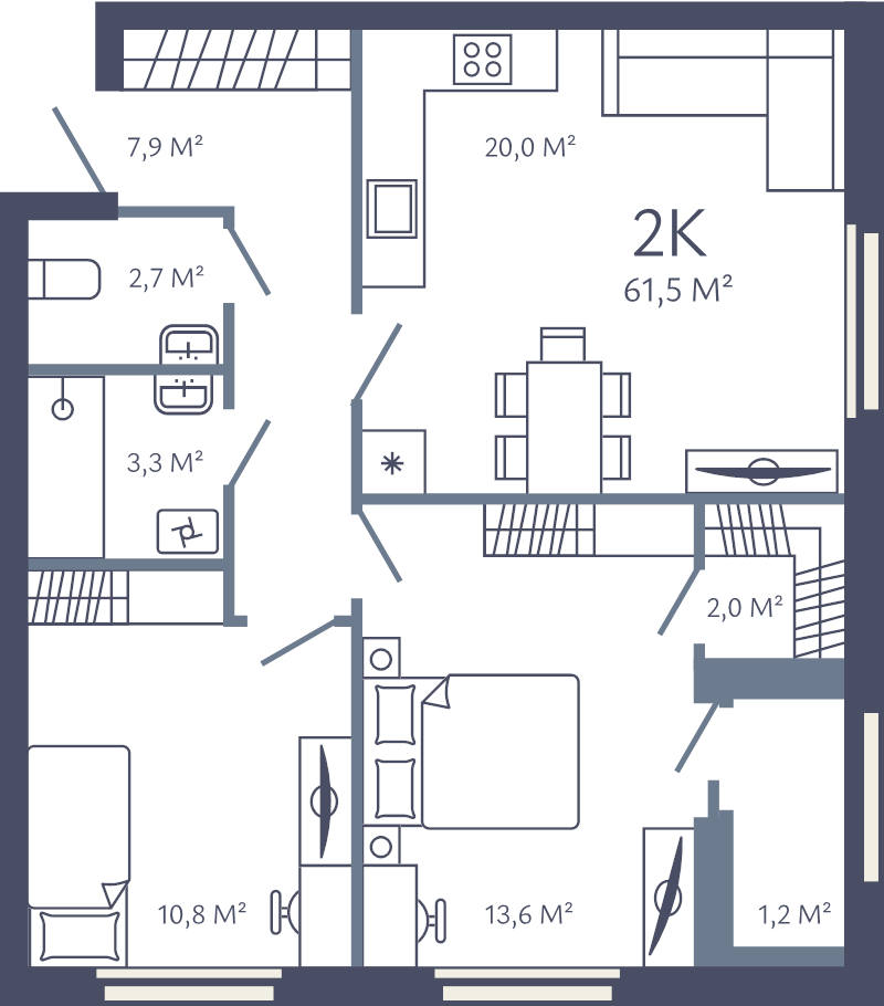 3 ккв (Евро) 61,5 м²
