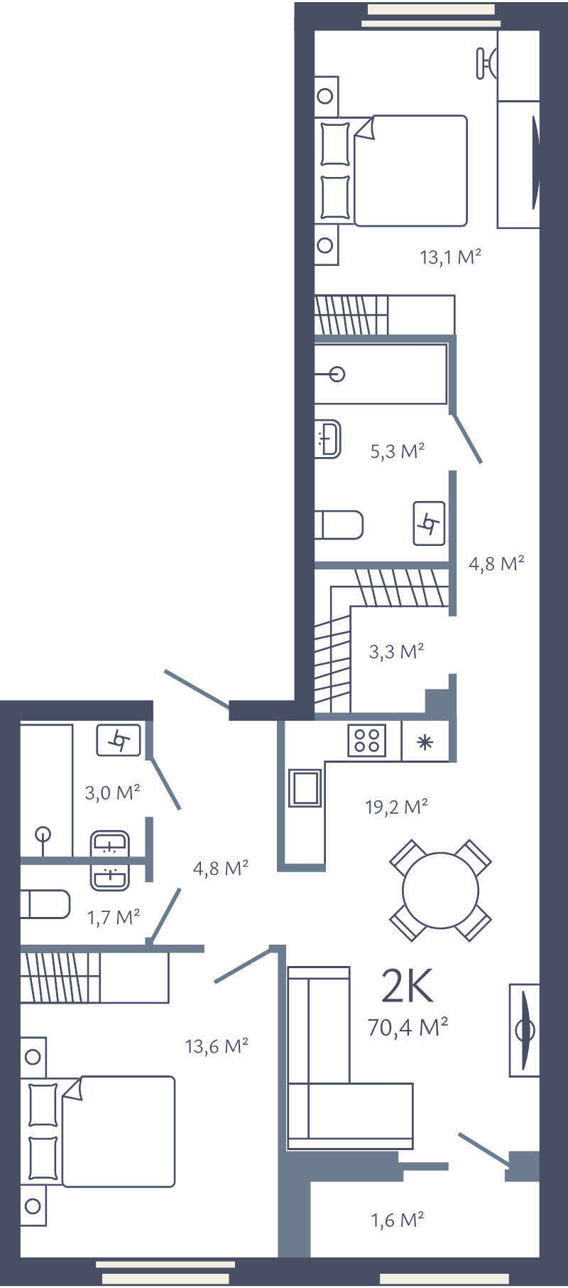 3 ккв (Евро) 70,4 м²