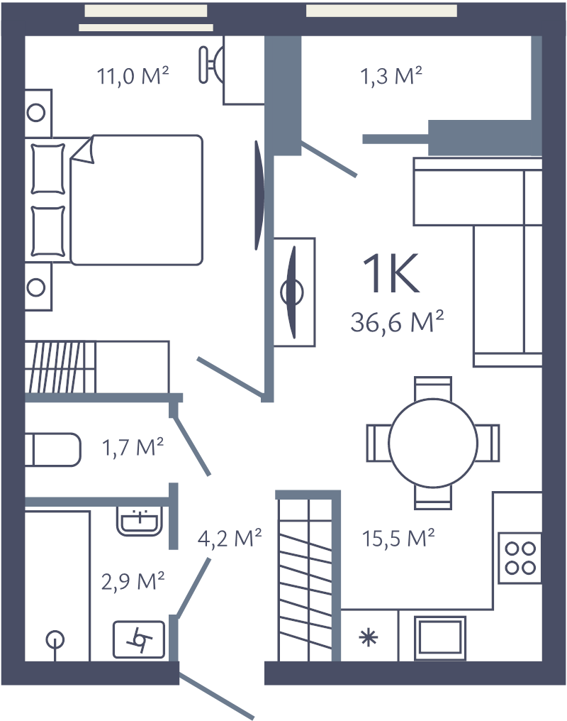2 ккв (Евро) 36,6 м²