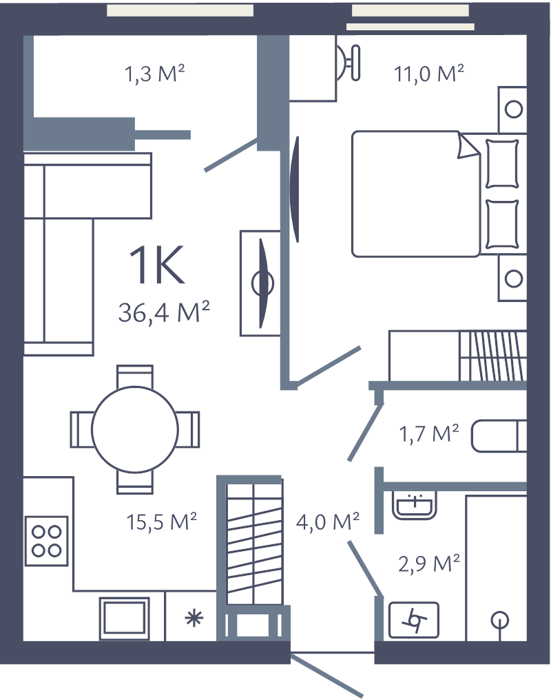 2 ккв (Евро) 36,4 м²
