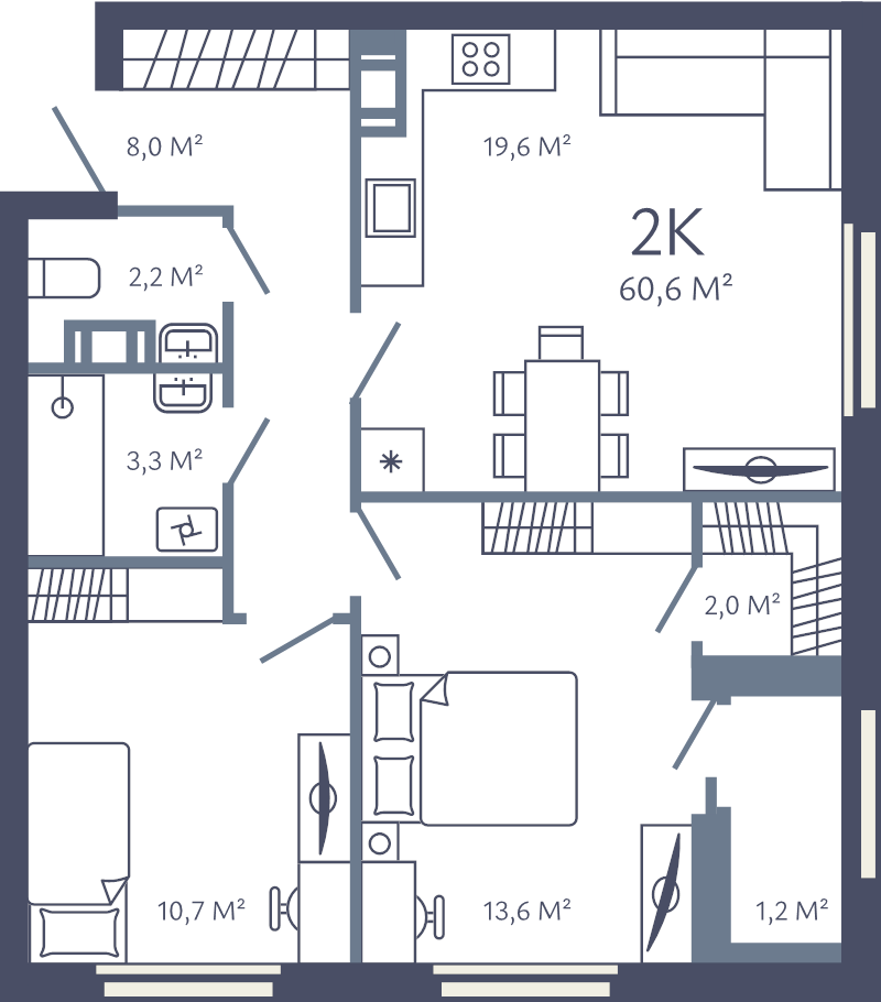 3 ккв (Евро) 60,6 м²
