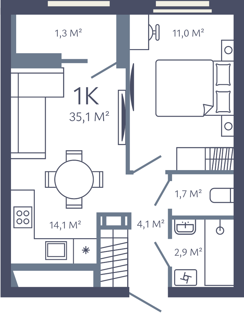 1 ккв 35,1 м²