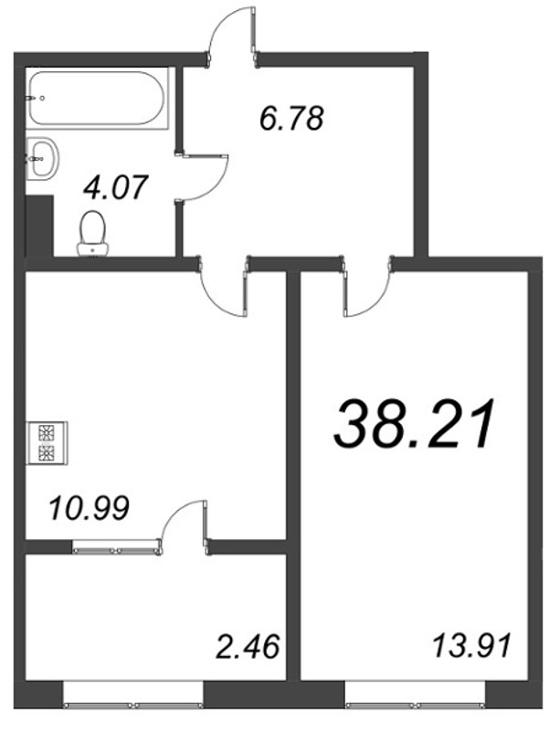 1 ккв 40,6 м²
