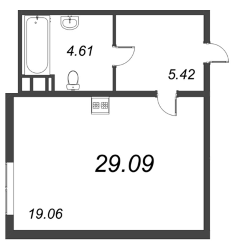 Студия 29,8 м²