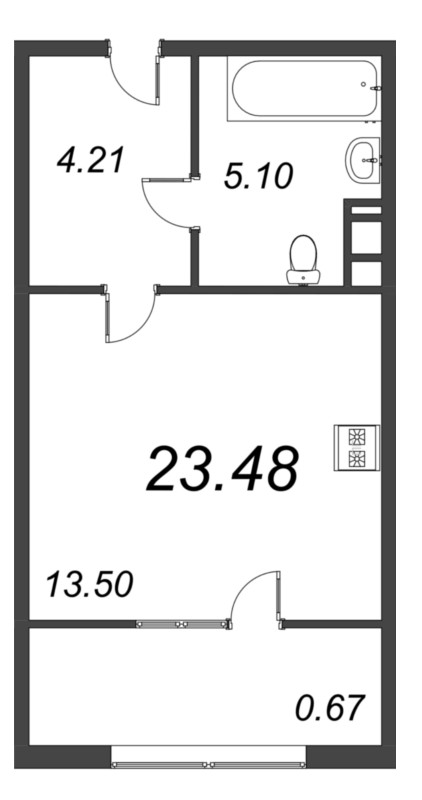 Студия 25,3 м²