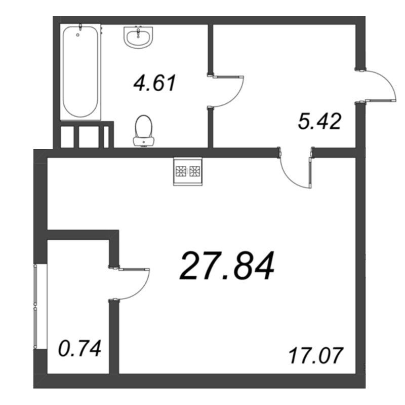 Студия 29,4 м²